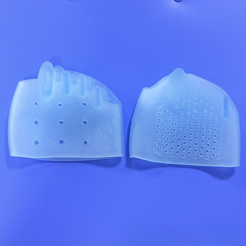 Five toe separator loops on a nude SEBS forefoot pad seen up close