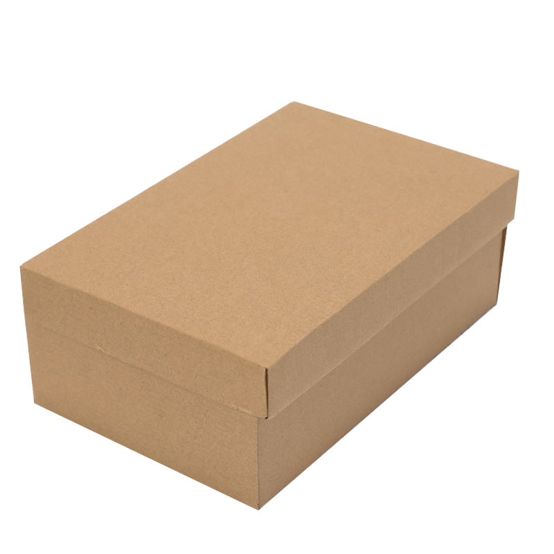 Closed kraft cardboard shoe box with a lid on a white background, Kraft option