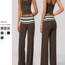 Womens Layered Look Camisole and Fold Over Waist Wide Leg Yoga Pants, Set or Separate Pieces