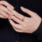 Side profile of the open double-layer ring showing the adjustable back and polished alloy