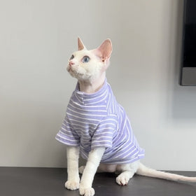 Striped Short Sleeve Cat Shirt for Sphynx Cats