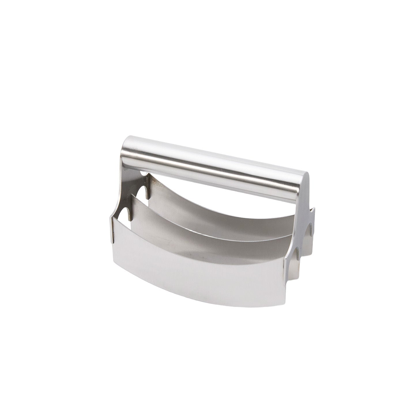 Angled studio view of the three blade stainless steel manual kitchen cutter