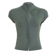 Hook Front Mock Neck Fitted Going Out Top
