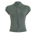 Slim Fit Button Front Sport Top | front view product hero shot
