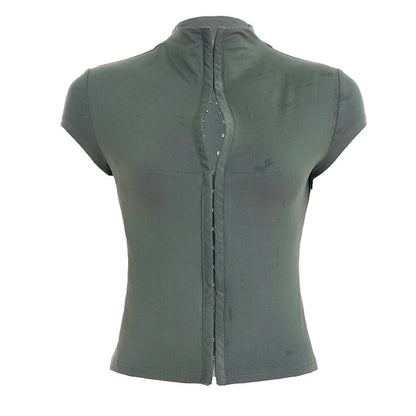 Slim Fit Button Front Sport Top | front view product hero shot