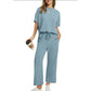 Women's Short-Sleeve Set | angled lifestyle styling shot