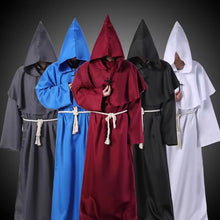 Medieval Monk Robe Costume with Hood and Shoulder Cape in 7 Colors, S to XXL