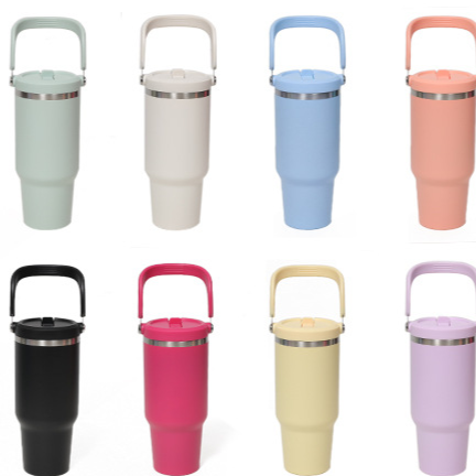 40 oz Insulated Stainless Steel Tumbler with Handle and Straw Lid