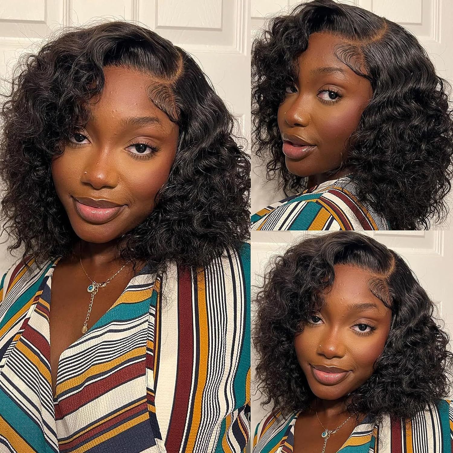 Drawstring Water Ripple Short Wavy Wig