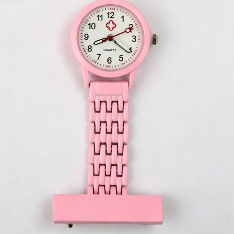 Nurse fob watch colour finish displayed from the front with the white dial