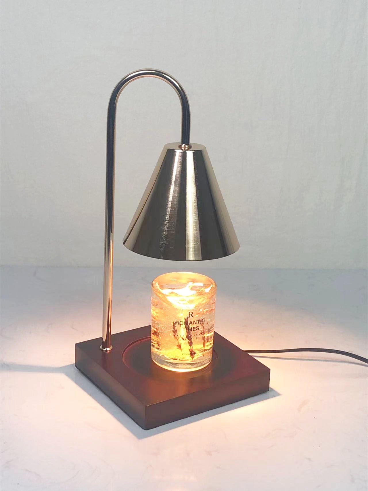 Candle warmer lamp shown from the front on a table