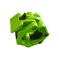 Green option: lime green barbell collar with a ribbed lever, black latch and a round opening for the bar