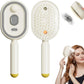 Off white electric mist spray massage hair brush front and back with air cushion base