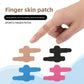 Skin tone, black, blue and pink special shaped finger tapes with a beige piece wrapped around a finger