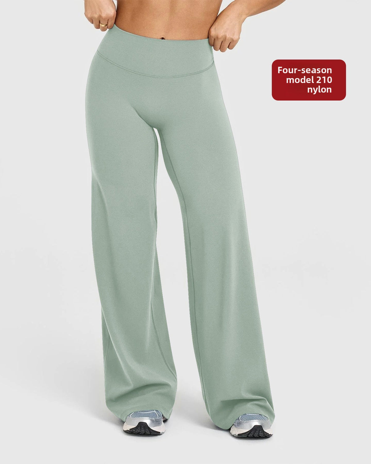 High waist wide leg pants with a curved center back seam, back view