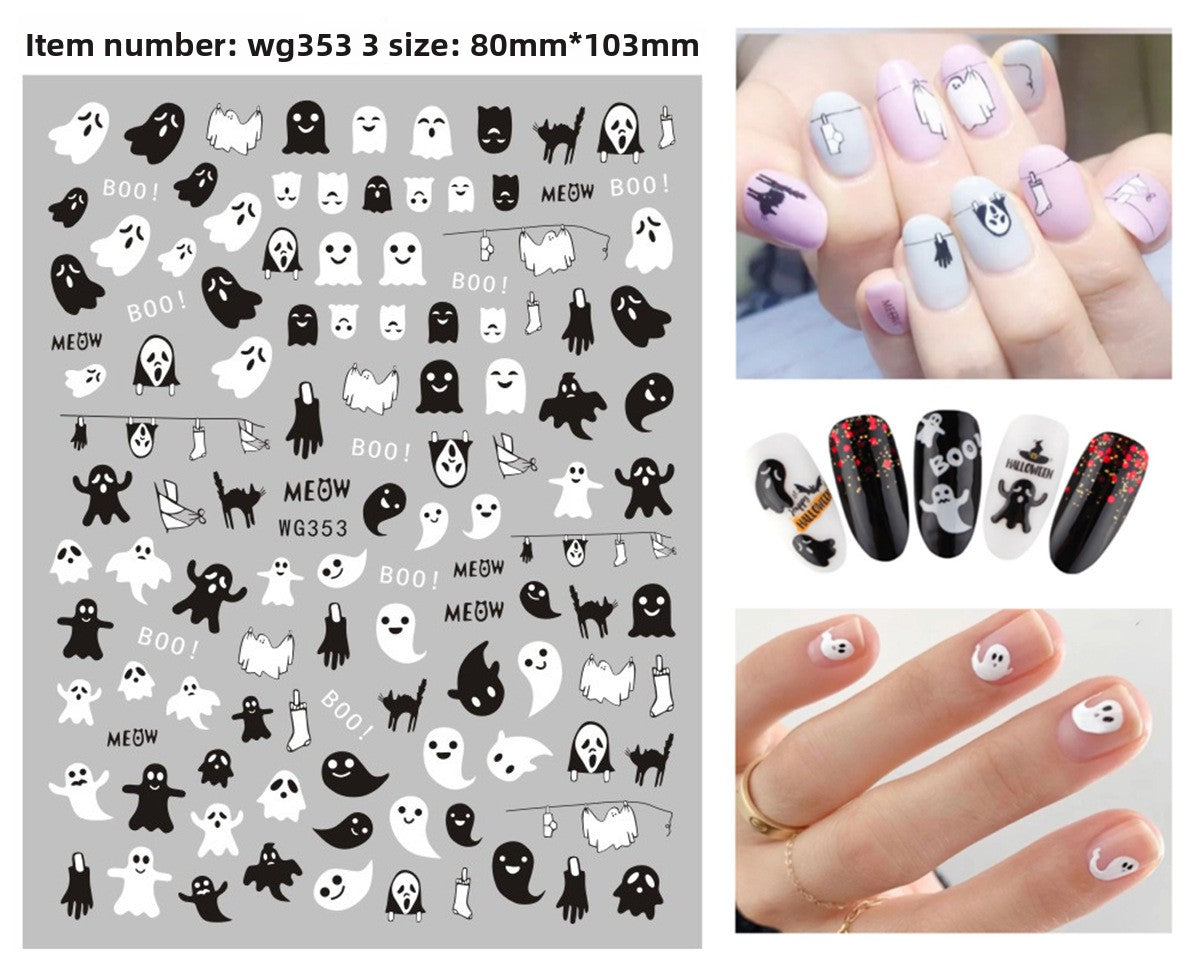 Halloween nail sticker sheet packed with jack o lantern and ghost motifs