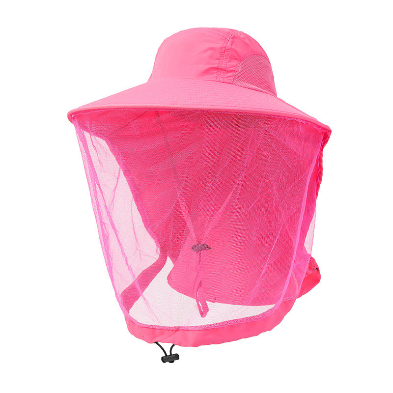 Mosquito net sun hat shown folded with the mesh net visible