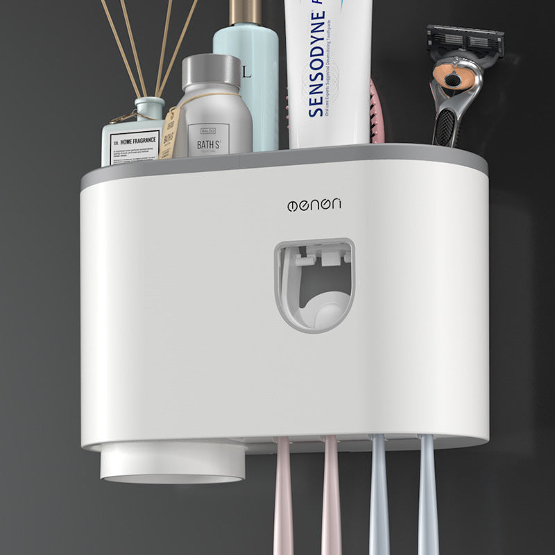 Compact single cup version of the wall mounted toothbrush organizer