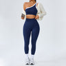 Navy blue set with white trim