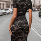 Women's Round Neck Lace Short Sleeve Dress
