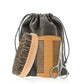 Natural lotus wood beard comb and oval boar bristle brush shown together