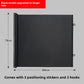 Black roll up pet gate 180 cm wide and 78 cm high, with three adhesive locators and three hooks