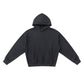 Dark Gray pullover hoodie with front pouch pocket and rib knit cuffs flat on white, size XL option
