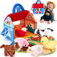 Cloth farm barn playset with six plush animals, farm scene mat and carry handle, Farm barn option