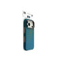 Blue textured magnetic phone case compatible with iPhone shown on a phone in packaging