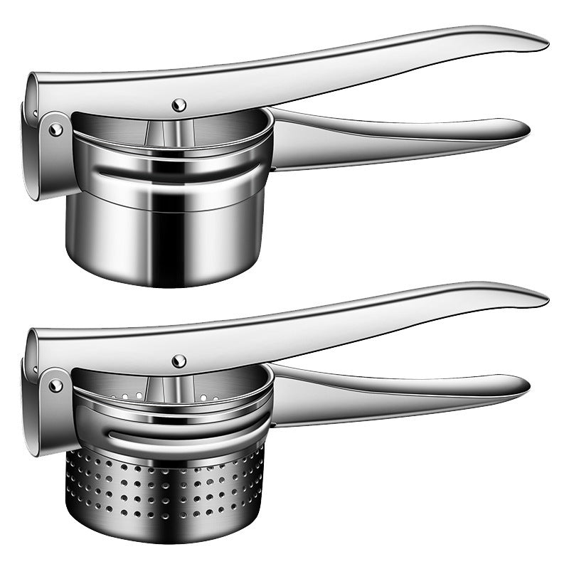 The two styles side by side, smooth walled cup above and fully perforated basket below