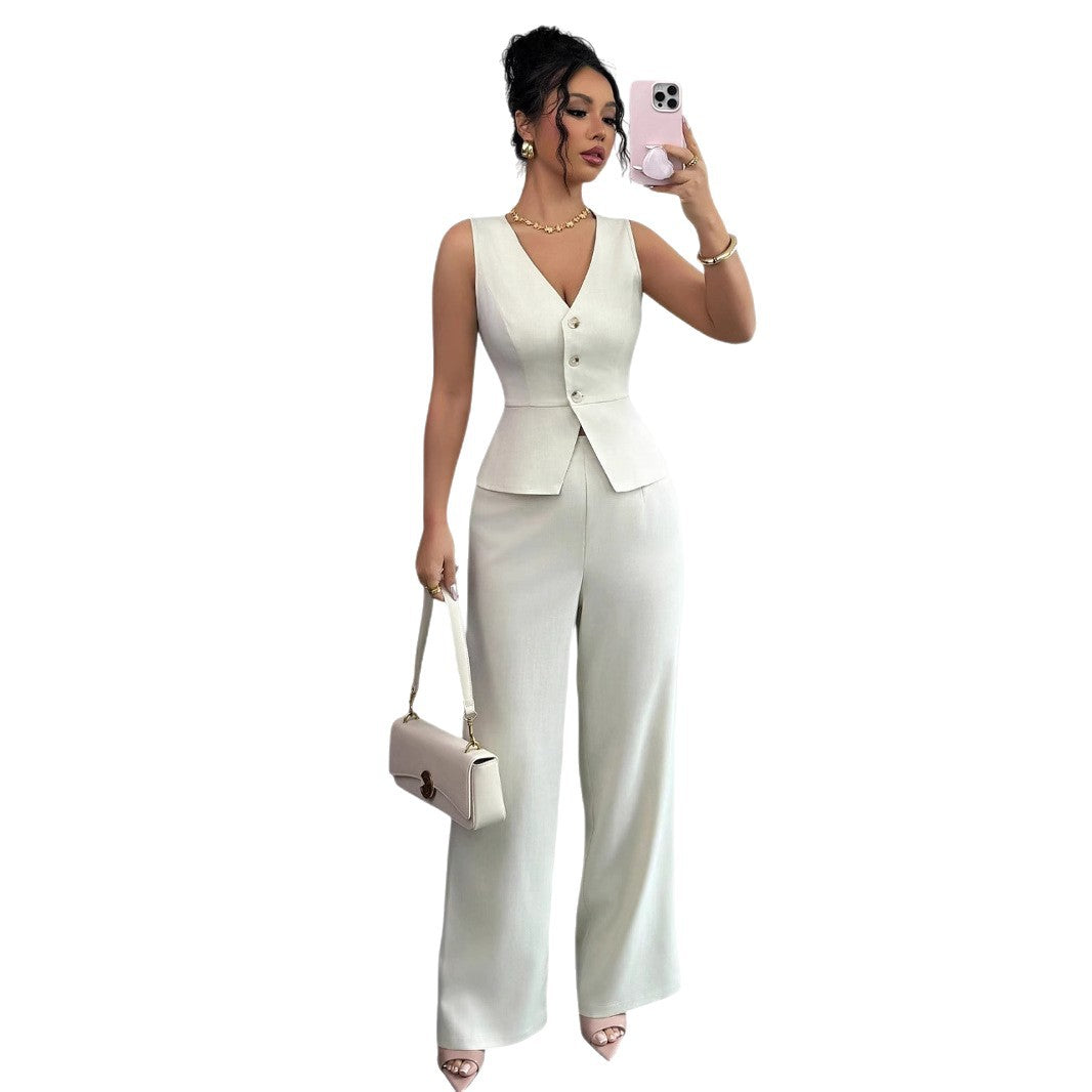 Sleeveless Vest HighWaisted Pants Set
