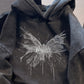 Close up of the butterfly print and double layer hood
