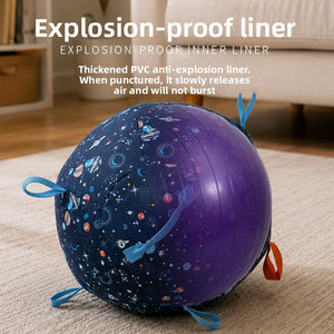 Purple inflatable dog ball showing the thickened PVC anti burst inner liner