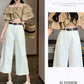 Off-white wide-leg jeans full length front view with high waist and belt