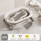 Baby bathtub with mesh bath rack and a gray hammock bath net lying next to the tub