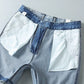 Men's vintage washed straight denim shorts