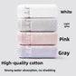 White cotton hand towel with a tone on tone embroidered row along one end