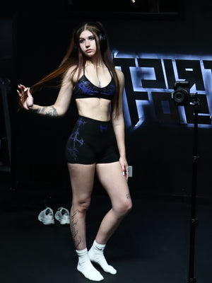 Seamless sport shorts back view showing contoured lift cut