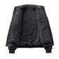 Open black jacket showing the teddy style fleece lining of the body and collar with ribbed cuffs