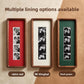 Three solid wood photo strip frames with retro red, almond white and dark green linings side by side