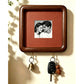 Option 15x15 Hook Style 5: dark wood wall photo frame with plain terracotta red backing and two key hooks