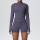 Matching high waist ribbed shorts from the two piece seamless activewear set