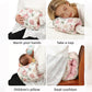 Side profile of the nursing support pillow showing the curved cushioned core and cover seam