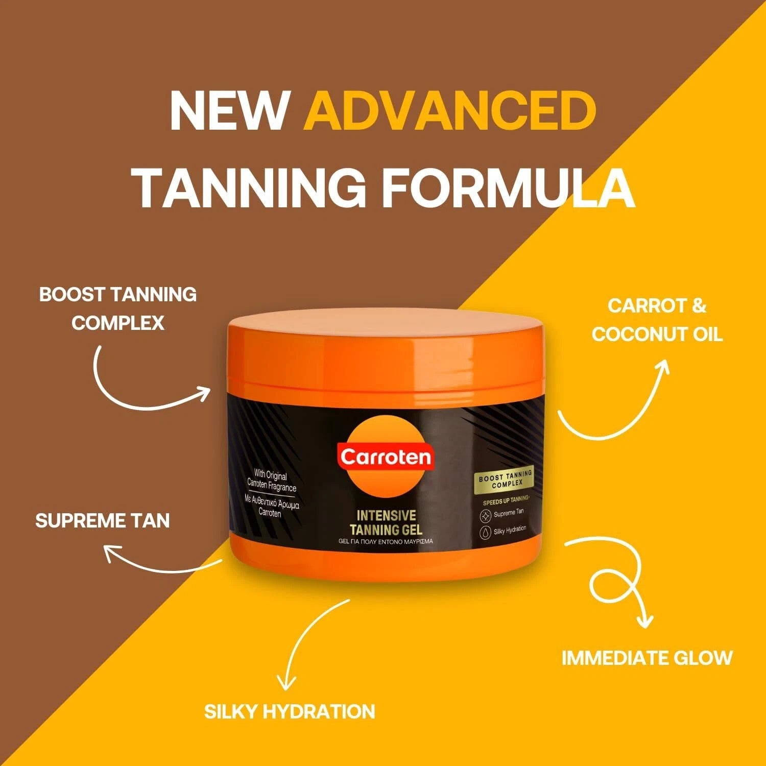 Close up of the light Carroten tanning gel texture on skin