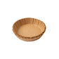 Disposable wood pulp air fryer paper liner holding food inside an air fryer basket