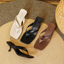 Square-Toe Kitten Heel Sandals