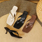 Square-Toe Kitten Heel Sandals | front view product detail