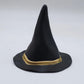 Miniature witch hat ornament in moulded PVC with a contrast band, in black, purple or orange