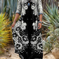 Womens Floral Print V-Neck Long Sleeve Dress