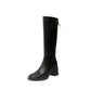 Back view of the leather riding boots showing the full length back zip closure